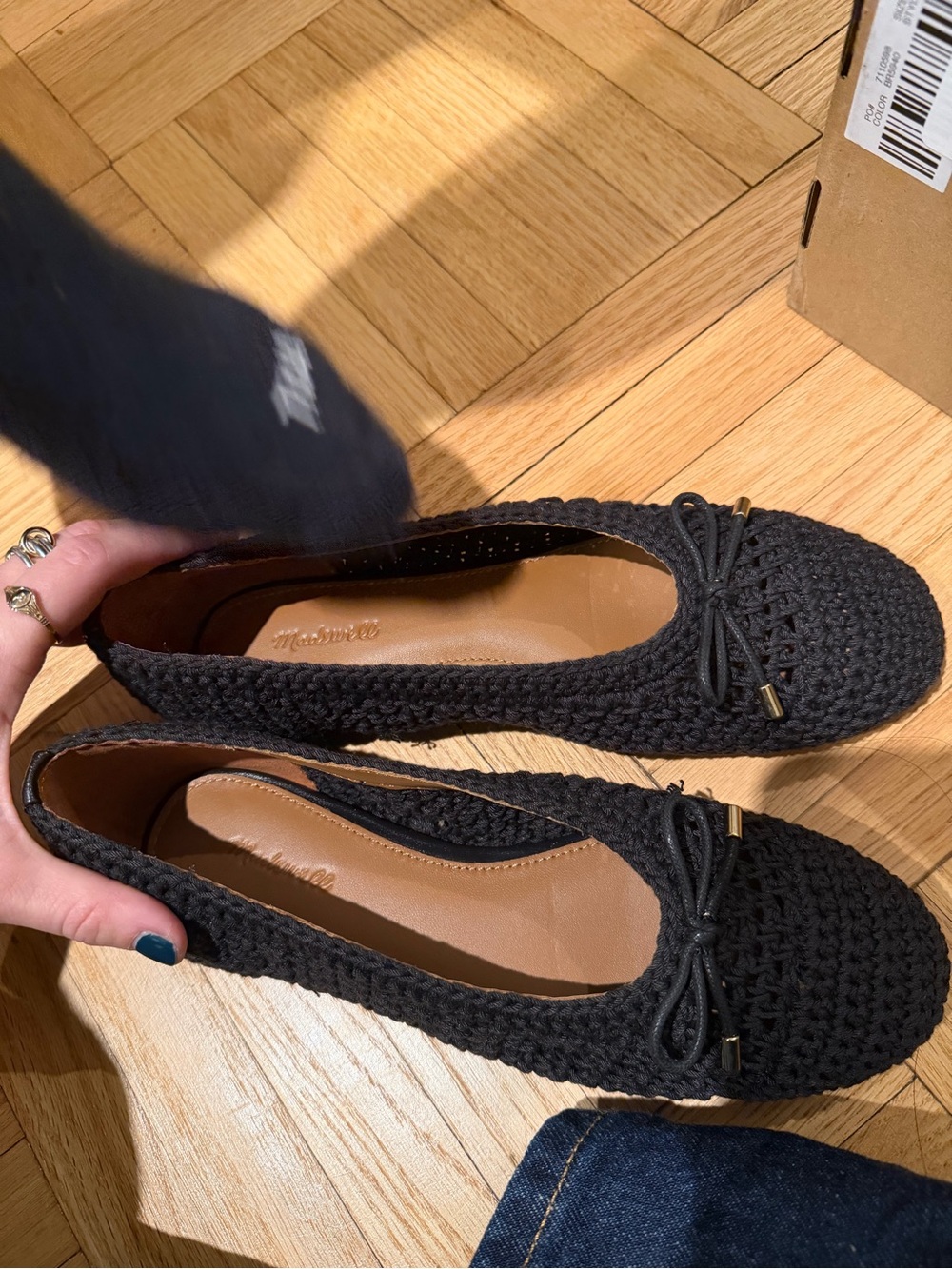 Madewell Black Crochet Slip-On Ballet Flats